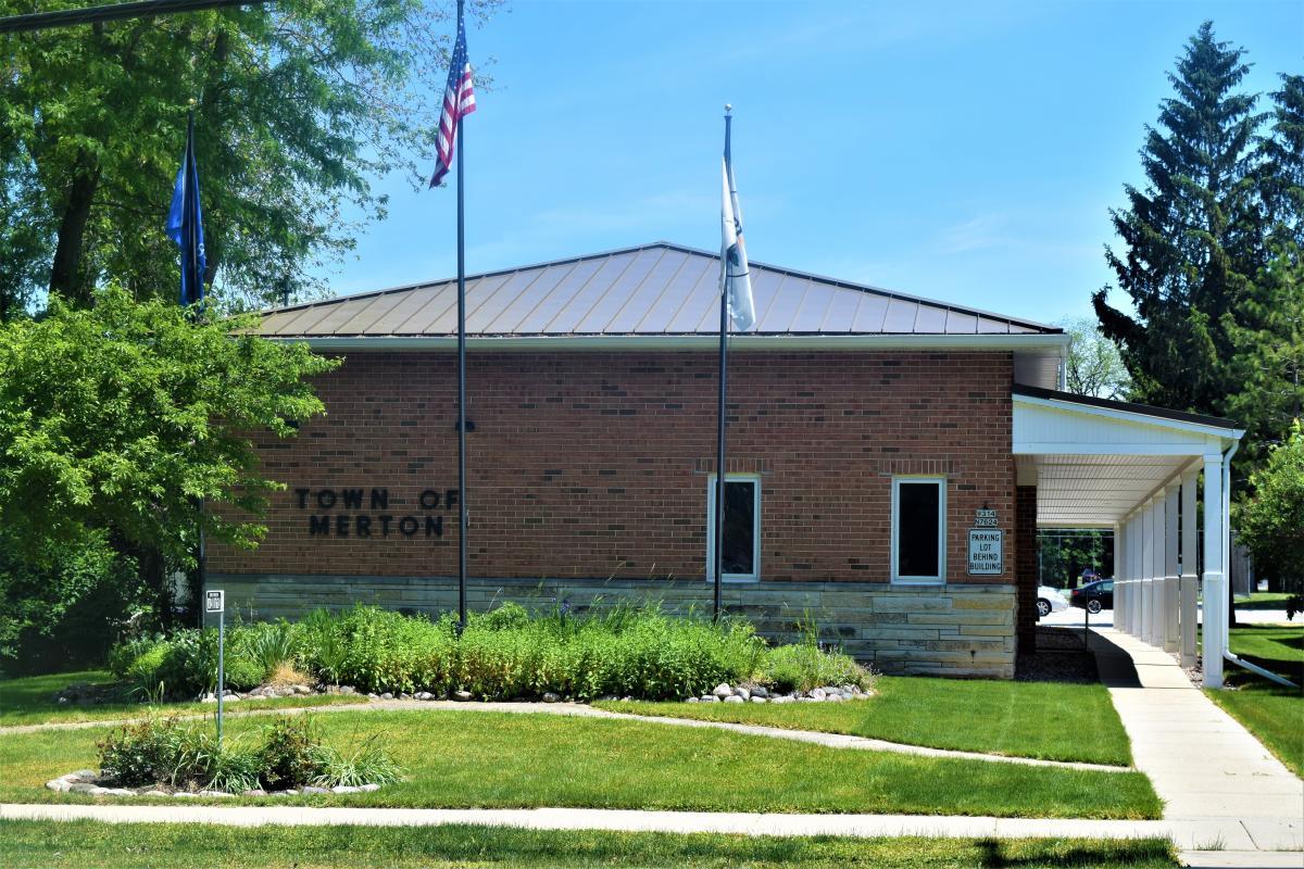 Town Hall of Merton Wisconsin an area served by Affordable Auto Glass mobile repair services