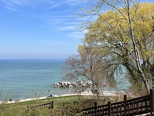 Lake Michigan shoreline in Whitefish Bay Wisconsin near Milwaukee