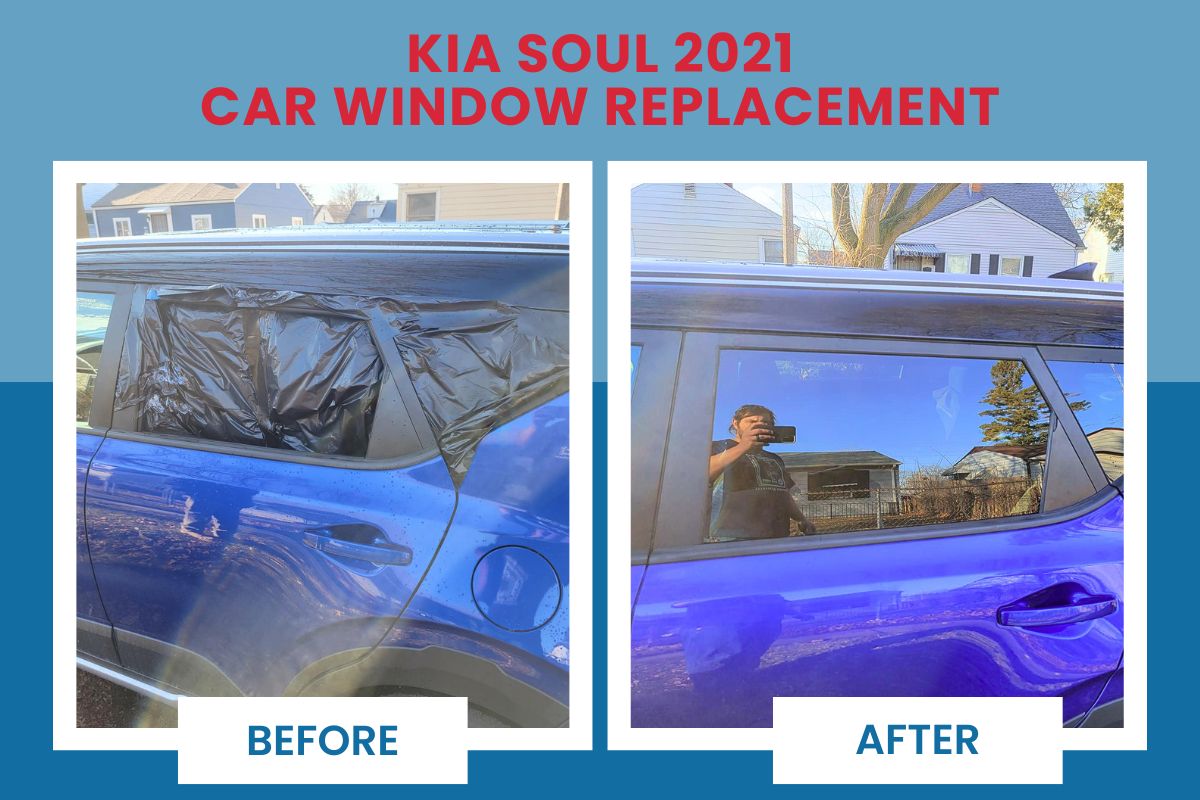 2021 Kia Soul car window replacement before and after